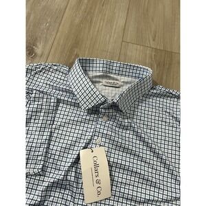 Collars And Co Short Sleeve Checked  Size 2XL Blue/white Relaxed Fit